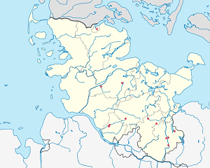 Mapa města Šlesvicko-Holštýnsko se značkami pro každého podporovatele 