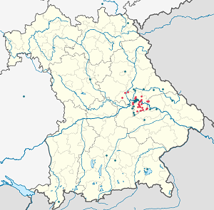Карта на Landkreis Regensburg с маркери за всеки поддръжник