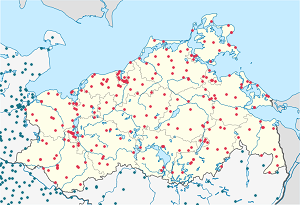 각 지지자를 나타내는 마커가 있는 Mecklenburg-Vorpommern 지도
