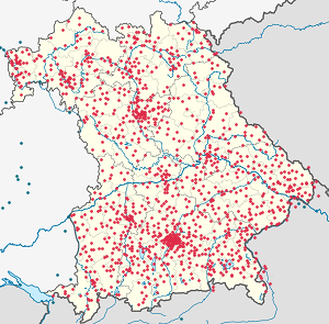 Map of Bavaria with markings for the individual supporters