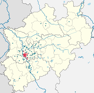Mapa de Düsseldorf com marcações de cada apoiante