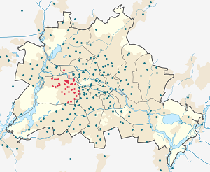 Әрбір қолдаушы үшін маркерлері бар Charlottenburg-Wilmersdorf картасы