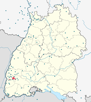 Map of Freiburg im Breisgau with markings for the individual supporters