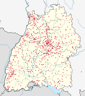 Map of Baden-Württemberg with markings for the individual supporters