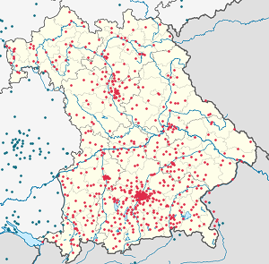 Map of Bavaria with markings for the individual supporters