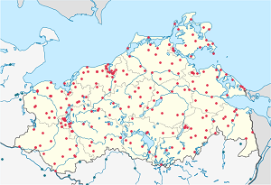 Mapa de Mecklemburgo-Pomerânia Ocidental com marcações de cada apoiante