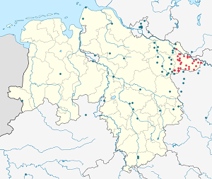 Map of Lüchow-Dannenberg District with markings for the individual supporters