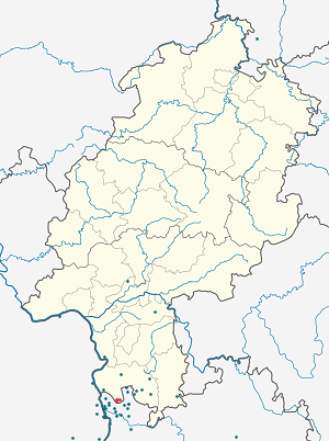 Kart over Viernheim med markører for hver supporter