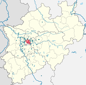 Mapa města Essen se značkami pro každého podporovatele 