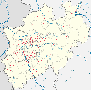 Map of North Rhine-Westphalia with markings for the individual supporters