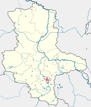 Mapa de Halle (Saale) con etiquetas para cada partidario.