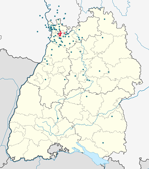 Kort over Heidelberg med tags til hver supporter 