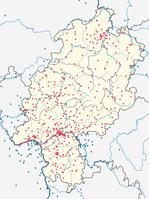 Karte von Hessen mit Markierungen für die einzelnen Unterstützenden
