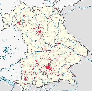 Mapa města Bavorsko se značkami pro každého podporovatele 