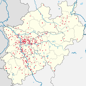 Karte von Nordrhein-Westfalen mit Markierungen für die einzelnen Unterstützenden