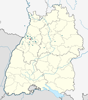 Karte von Waldbronn mit Markierungen für die einzelnen Unterstützenden