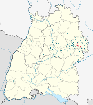 Map of Aalen with markings for the individual supporters