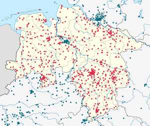 Map of Lower Saxony with markings for the individual supporters