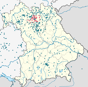 Kort over Landkreis Bamberg med tags til hver supporter 