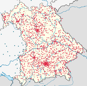 Map of Bavaria with markings for the individual supporters