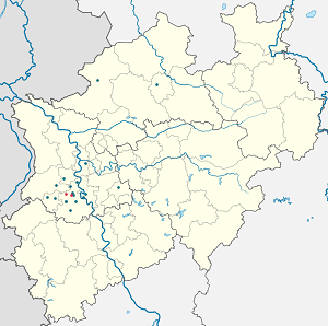 Mapa mesta Kaarst so značkami pre jednotlivých podporovateľov
