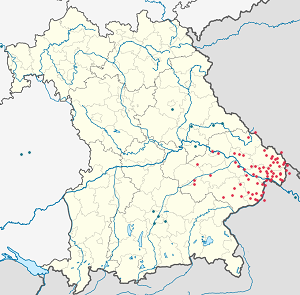 Карта на Долна Бавария с маркери за всеки поддръжник