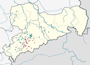 Mapa de Erzgebirgskreis com marcações de cada apoiante