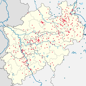Map of North Rhine-Westphalia with markings for the individual supporters