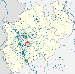 Carte de Wuppertal avec des marqueurs pour chaque supporter