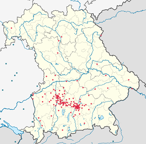 Karte von Bayern mit Markierungen für die einzelnen Unterstützenden