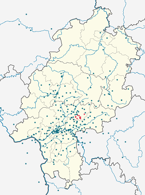 Kaart van Büdingen met markeringen voor elke ondertekenaar