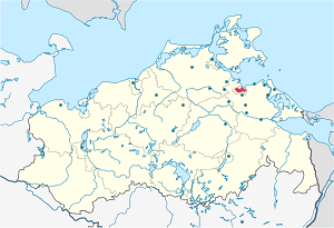 Kaart van Greifswald met merkers vir elke ondersteuner