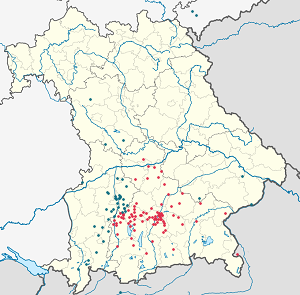 Mapa de Alta Baviera con etiquetas para cada partidario.