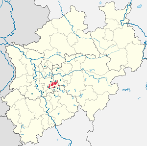 Kort over Wuppertal med tags til hver supporter 