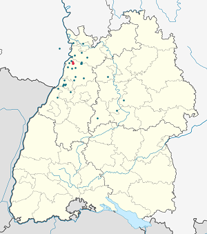 Karte von Waghäusel mit Markierungen für die einzelnen Unterstützenden