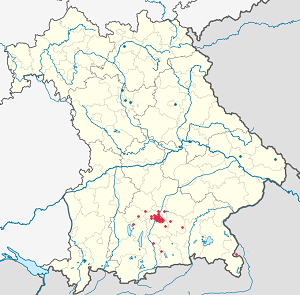 A(z) Felső-Bajorország térképe címkékkel minden támogató számára