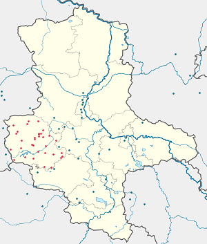 Mapa mesta Landkreis Harz so značkami pre jednotlivých podporovateľov