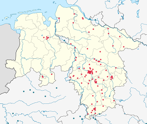 Mapa města Dolní Sasko se značkami pro každého podporovatele 