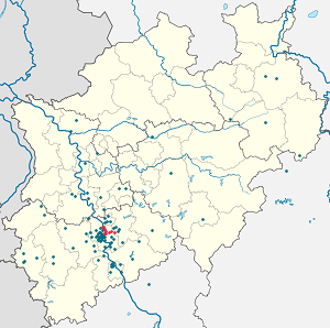 Karte von Köln-Mülheim (Stadtbezirk) mit Markierungen für die einzelnen Unterstützenden