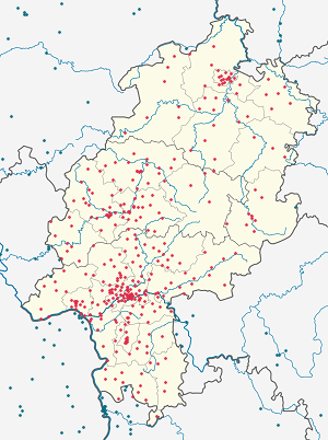 Karte von Hessen mit Markierungen für die einzelnen Unterstützenden