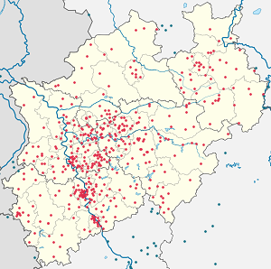 Karte von Nordrhein-Westfalen mit Markierungen für die einzelnen Unterstützenden