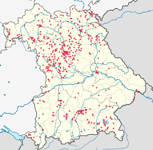 Map of Bavaria with markings for the individual supporters