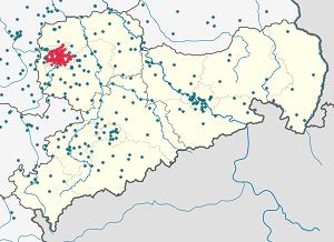 각 지지자를 나타내는 마커가 있는 Leipzig 지도