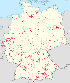 Kaart van Deutschland met merkers vir elke ondersteuner