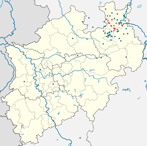 Karte von Kreis Herford mit Markierungen für die einzelnen Unterstützenden