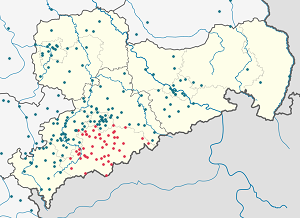 Mapa de Erzgebirgskreis com marcações de cada apoiante