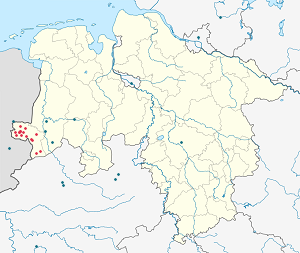 Map of County of Bentheim with markings for the individual supporters