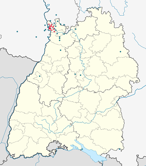 Kart over Mannheim med markører for hver supporter