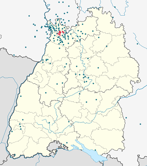 Kart over Heidelberg med markører for hver supporter