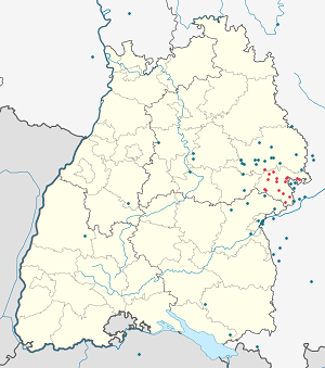 Karta över Landkreis Heidenheim med taggar för varje stödjare